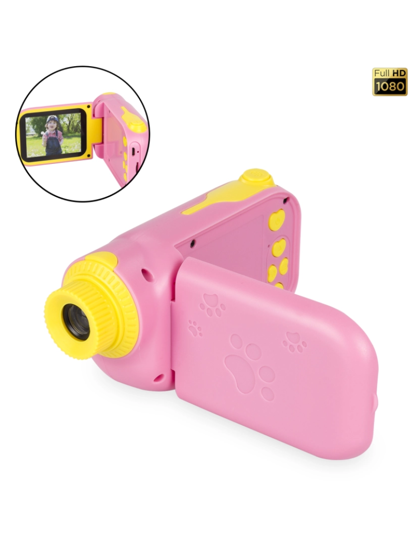 DAM - DAM. Câmera digital para crianças de fotos e vídeos com jogos. Ecrã dobrável de 2,4". 12 mpx e vídeo Full HD.