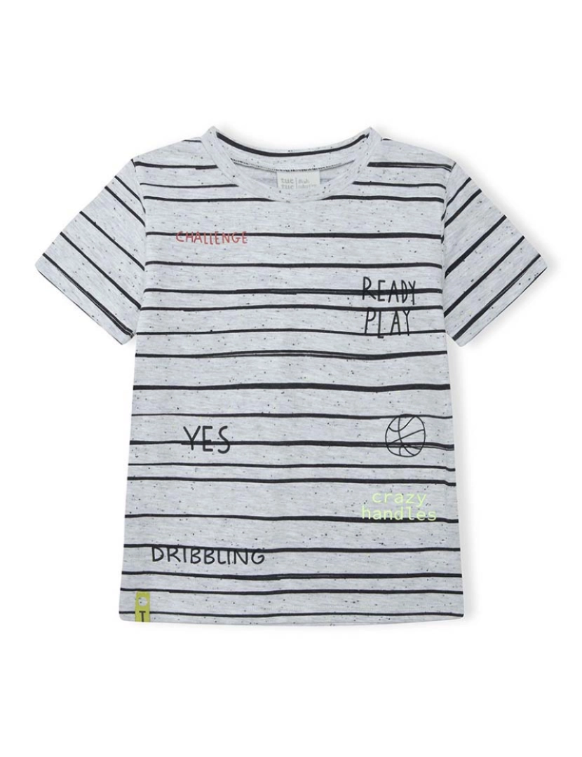 Tuc Tuc - T-shirt algodão  cinza para menino com riscas de manga curta da coleção Play