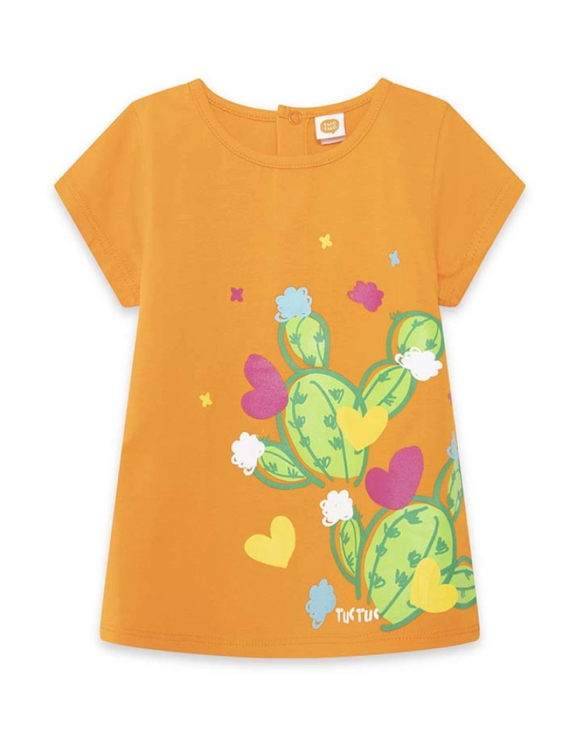 Tuc Tuc - T-shirt em malha laranja e desenho frontal de cacto Funcactus