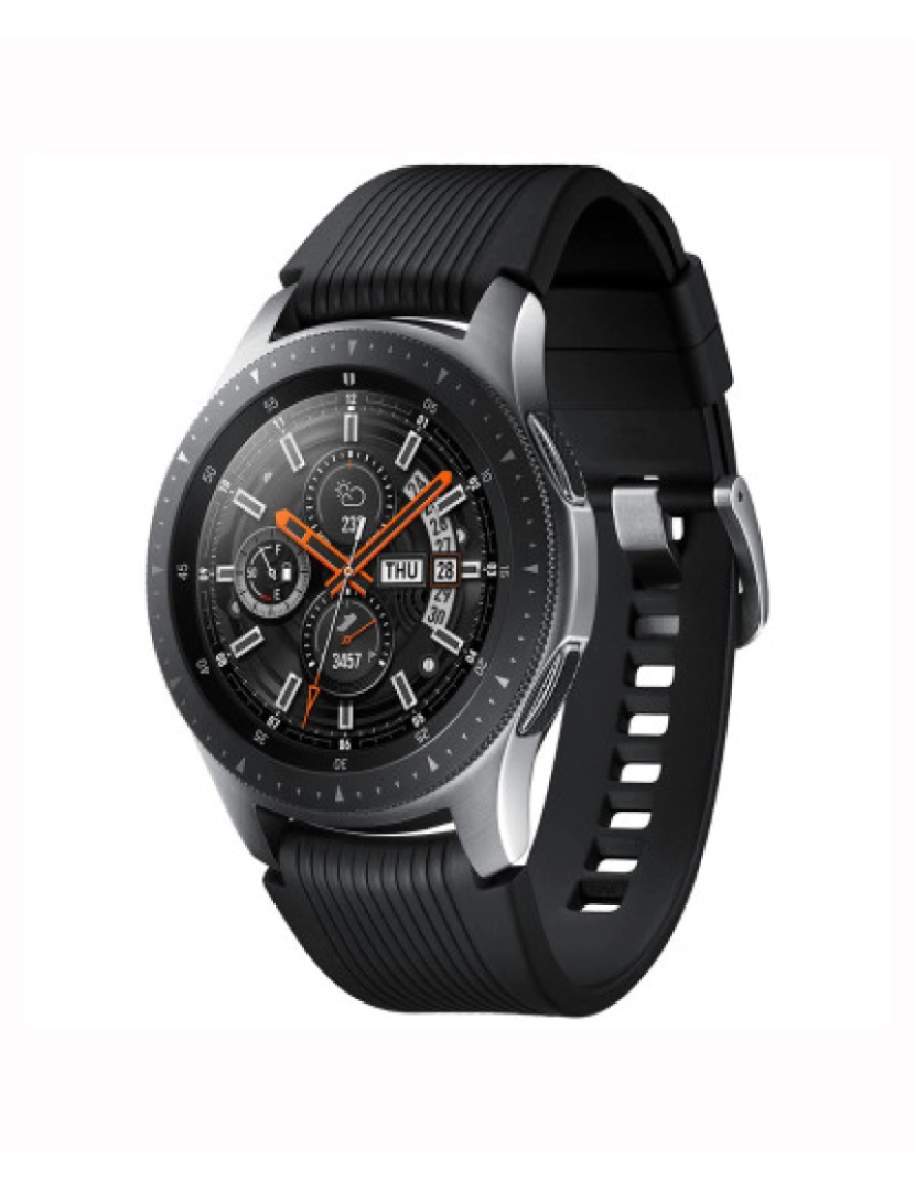 Samsung - Samsung Galaxy Watch 46mm Mostrador: Silver  Pulseira: Rubber Black  Grau B