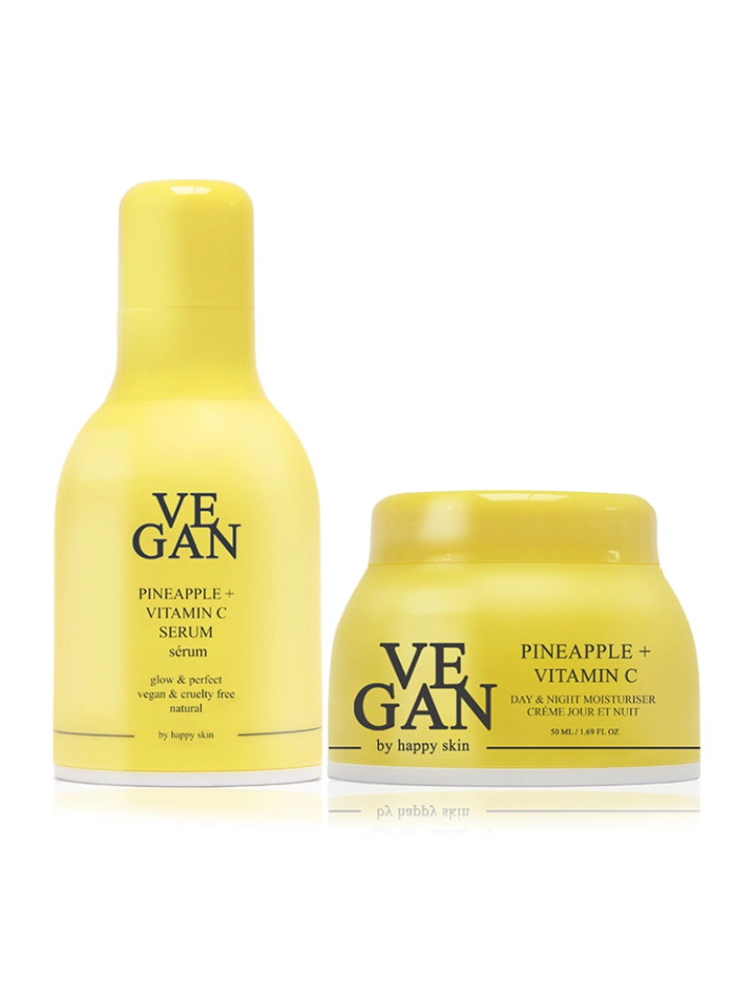 Vegan by Happy Skin  - ABACAXI + VITAMINA C creme 50ml + ABACAXI + VITAMINA C soro 30ml