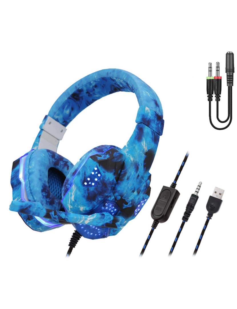 DAM - Auriculares Gaming Led Azul