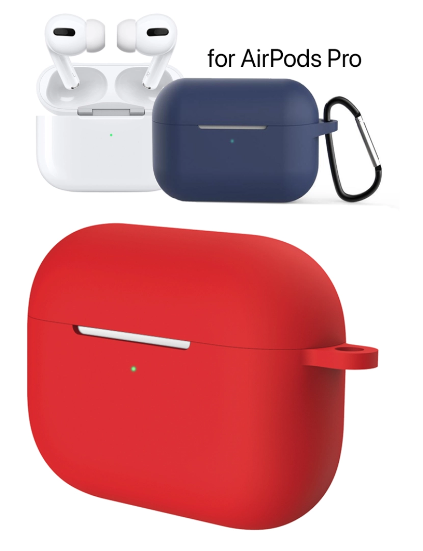 DAM - Capa de silicone para base de carga de AirPods Pro, com mosquetão  Vermelho 