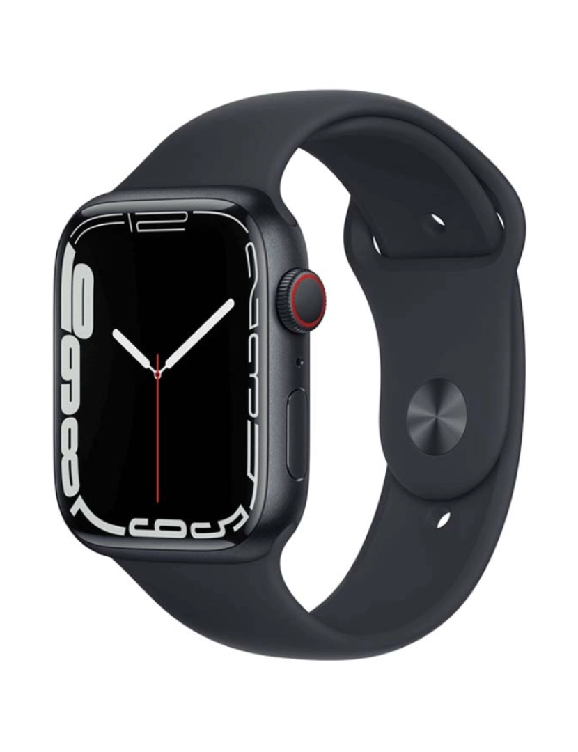 Apple - Apple Watch Series 7 45mm GPS Aluminum Case Mostrador: Pulseira Preta: Sport Black Grau B