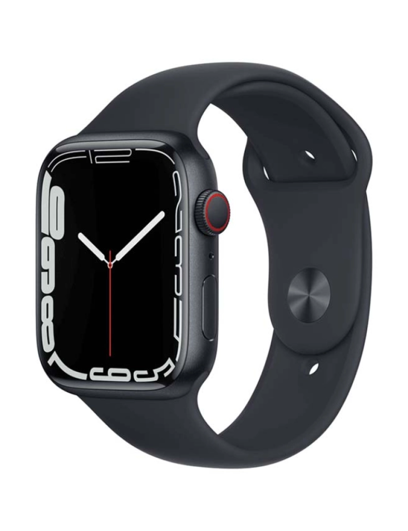 Apple - Apple Watch Series 7 45mm GPS + Cellular Aluminum Case Mostrador: Pulseira Azul: Sport Black Grau B