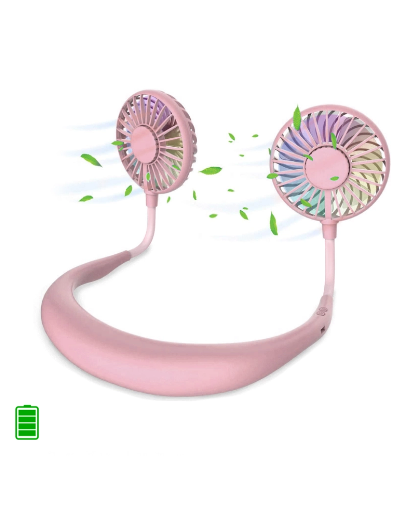 DAM - Mini Ventilador de Pescoço C/ Fita Dupla Rosa