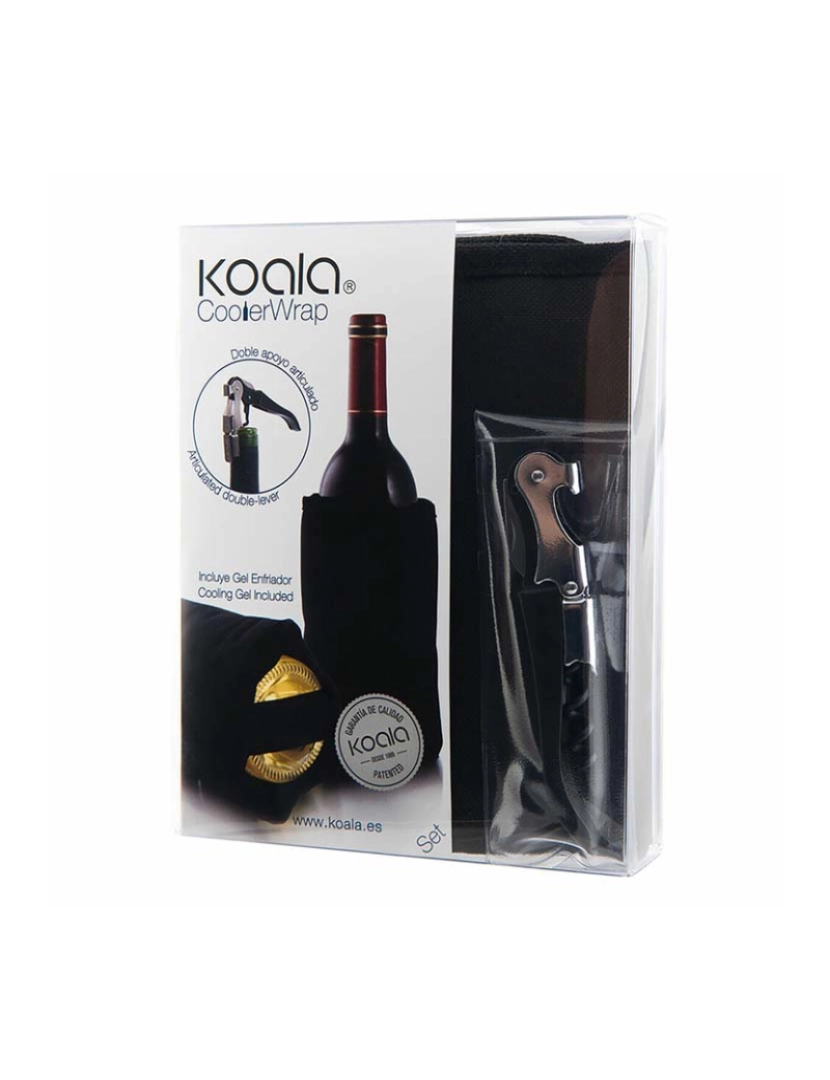 Koala - Conjunto para Degustação de Vinho Koala Preto Metal 2 Peças
