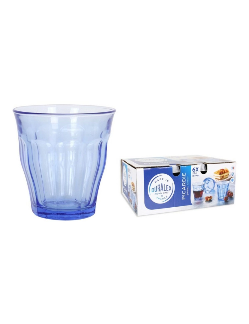 Duralex - Conjunto de Copos Duralex Picardie Cristal Azul 6 Unidades 25 cl