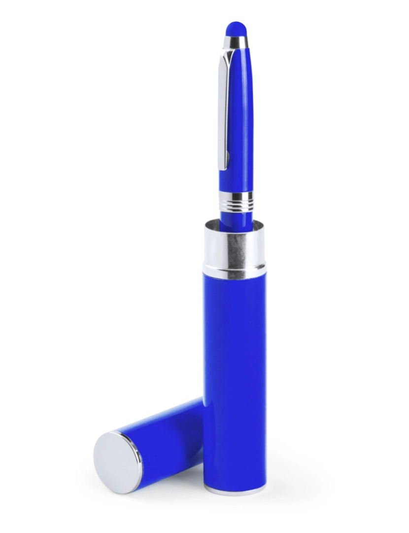 DAM - DAM. Caneta esferográfica Hasten com mecanismo twist e corpo metálico. Cartucho de tinta azul Jumbo.