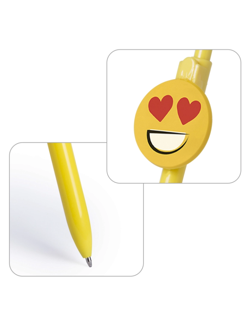 imagem de DAM. Caneta Fricum com desenho de emoji de coração. Com mecanismo de botão e tinta azul.3
