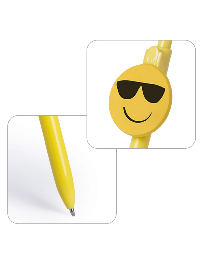 imagem de DAM. Óculos de sol emoji com design de caneta Fricum. Com mecanismo de botão e tinta azul.3