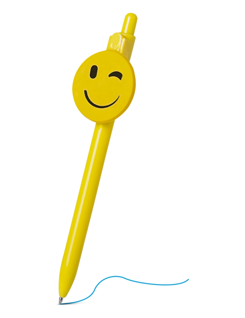 imagem de DAM. Fricum caneta esferográfica piscando emoji design. Com mecanismo de botão e tinta azul.2