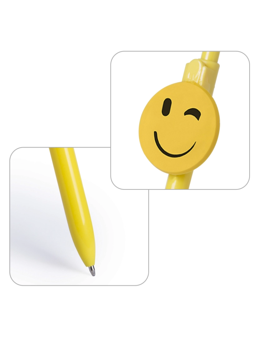 imagem de DAM. Fricum caneta esferográfica piscando emoji design. Com mecanismo de botão e tinta azul.3