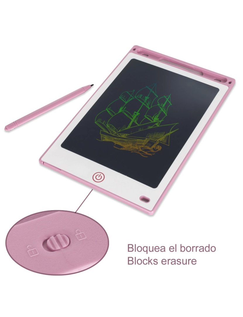imagem de DAM. Tablet de desenho e escrita LCD portátil de 8,5 polegadas. tela multicolorida. Apagar bloqueio.3