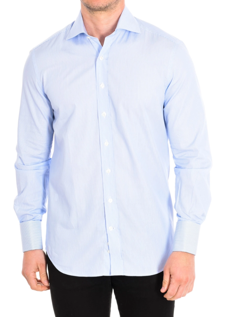 Cafe Coton - Camisa Homem Azul-Riscas Brancas