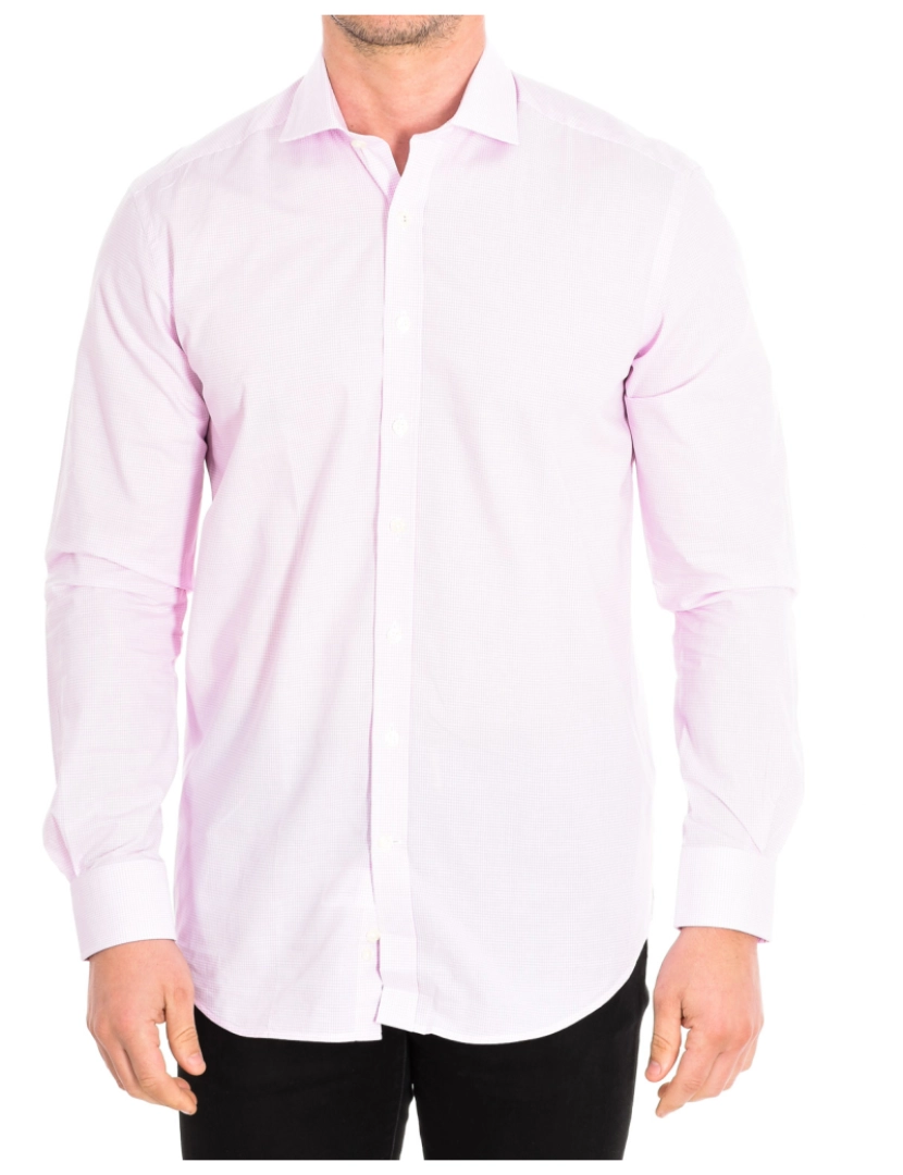 Cafe Coton - Camisa Homem Branco-Quadrados rosas