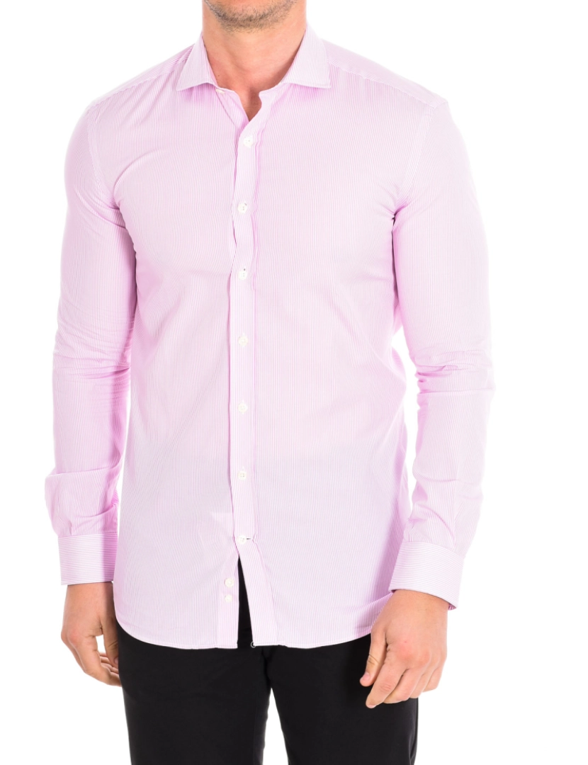 Cafe Coton - Camisa Homem Rosa-Riscas Brancas