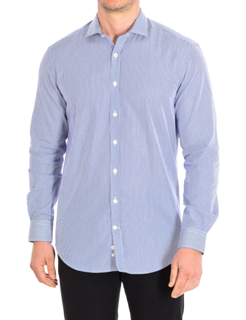 Cafe Coton - Camisa Homem Azul Riscas Brancas