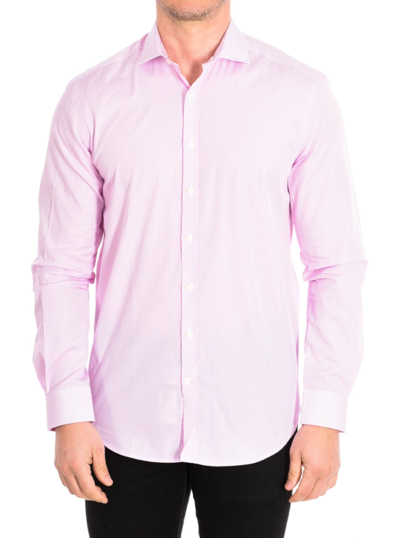 Cafe Coton - Camisa Homem Rosa-Riscas Brancas