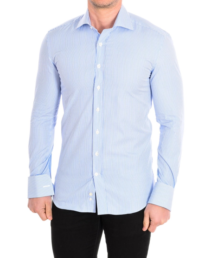 Cafe Coton - Camisa Homem Azul Riscas Brancas