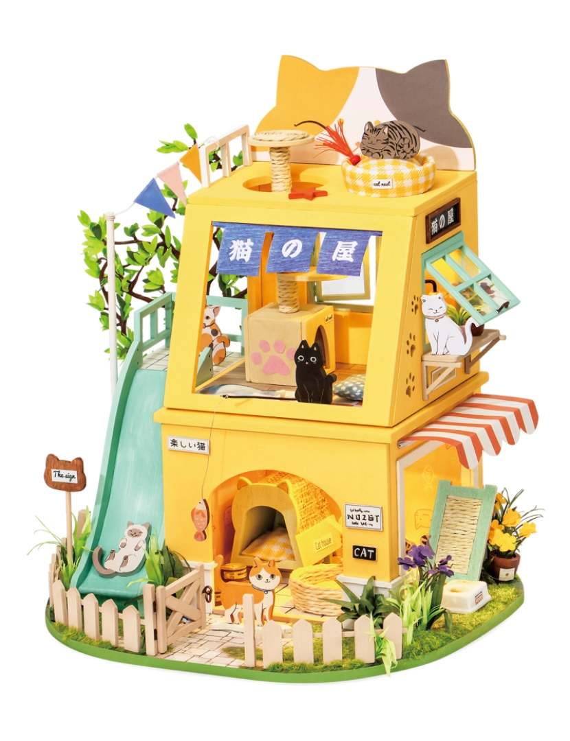 DAM - DAM. Casa de gato. Casinha de boneca modelo madeira para pintar e montar.