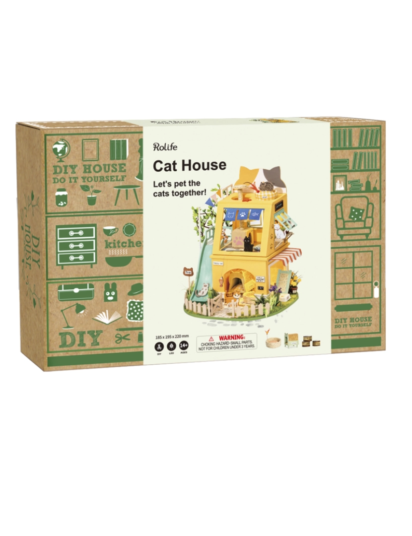 imagem de DAM. Casa de gato. Casinha de boneca modelo madeira para pintar e montar.5