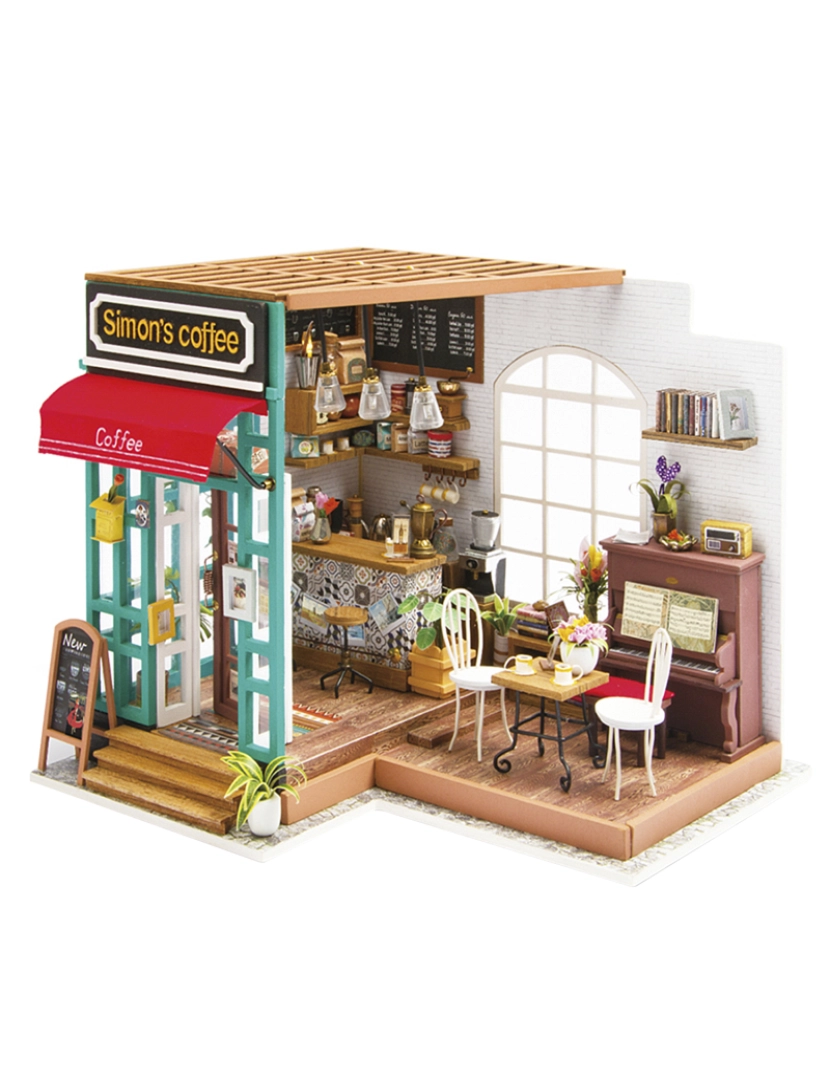 DAM - DAM. Café Simons. Casinha de boneca modelo madeira para pintar e montar.
