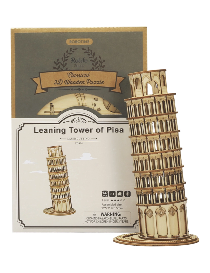 DAM - DAM. A torre inclinada de Pisa. Modelo 3D realista com grande detalhe, 137 peças.