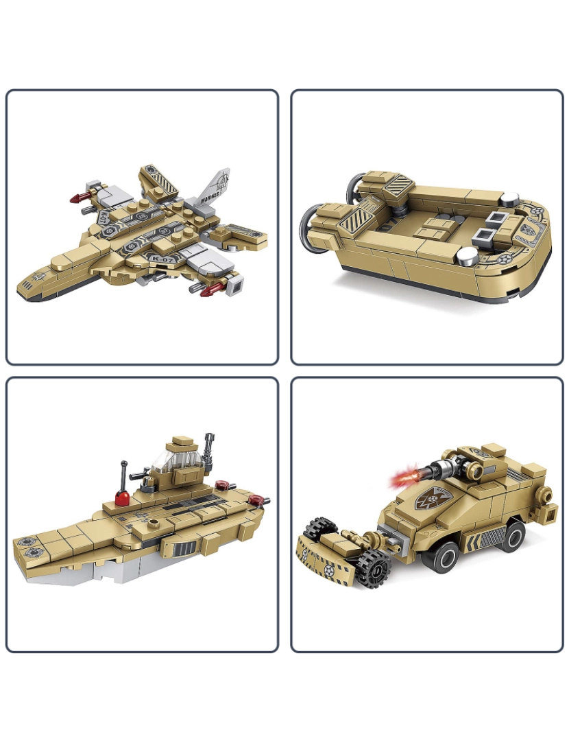 imagem de DAM. Veículo de infantaria tanque com rodas 8 em 1, com 725 peças. Construa 8 modelos individuais com 2 formas cada.2