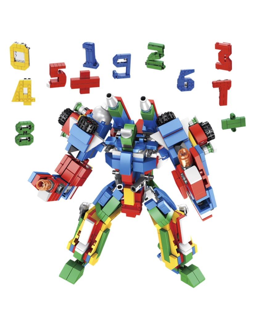 DAM - DAM. Robô digital 12 em 1, com 570 peças. Construa 12 modelos individuais com 2 formas cada: Aprenda Matemática + Veículo.