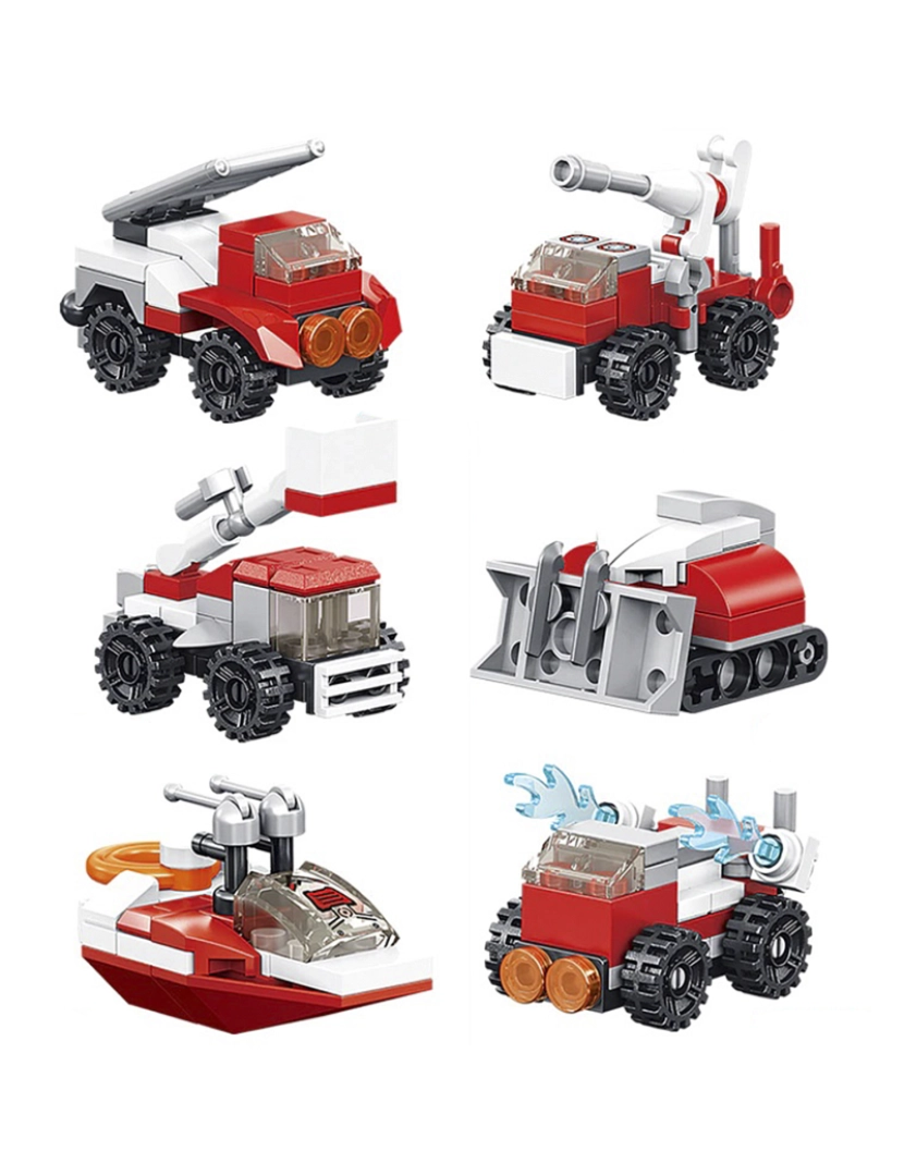 imagem de DAM. Caminhão de bombeiro transformável em robô, 6 em 1, com 655 peças. Construa 6 modelos individuais com 2 formas cada.2