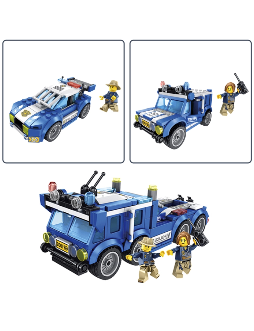 imagem de DAM. Caminhão policial e robô 2 em 1, 311 peças. Construa 4 mini modelos individuais ou 2 modelos médios.3