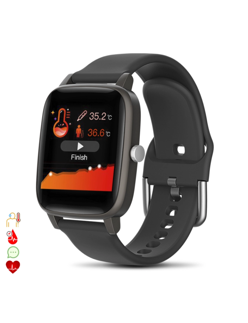 imagem de DAM. Smartwatch T98 com temperatura corporal, monitor cardíaco e modo multisport1
