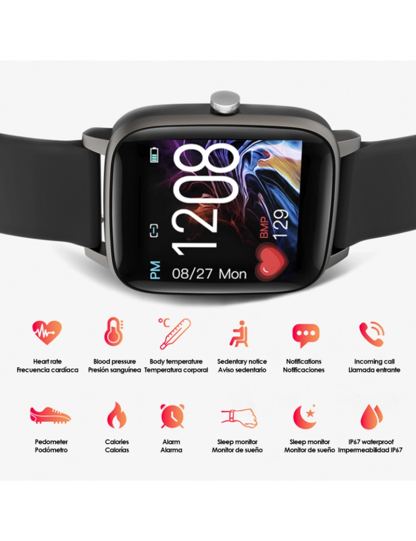 imagem de DAM. Smartwatch T98 com temperatura corporal, monitor cardíaco e modo multisport2
