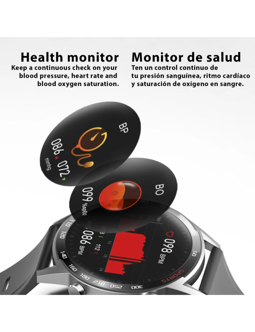 imagem de DAM. Smartwatch T23 com temperatura corporal, pressão arterial, oxigênio no sangue e modo multiesportivo.3