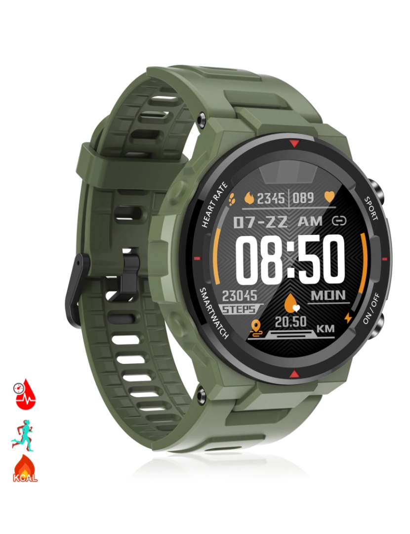 DAM - DAM. Smartwatch Q70 com monitor cardíaco, pressão arterial e 9 modos multiesportivos.