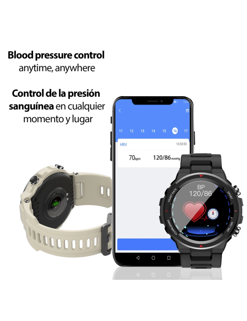 imagem de DAM. Smartwatch Q70 com monitor cardíaco, pressão arterial e 9 modos multiesportivos.3