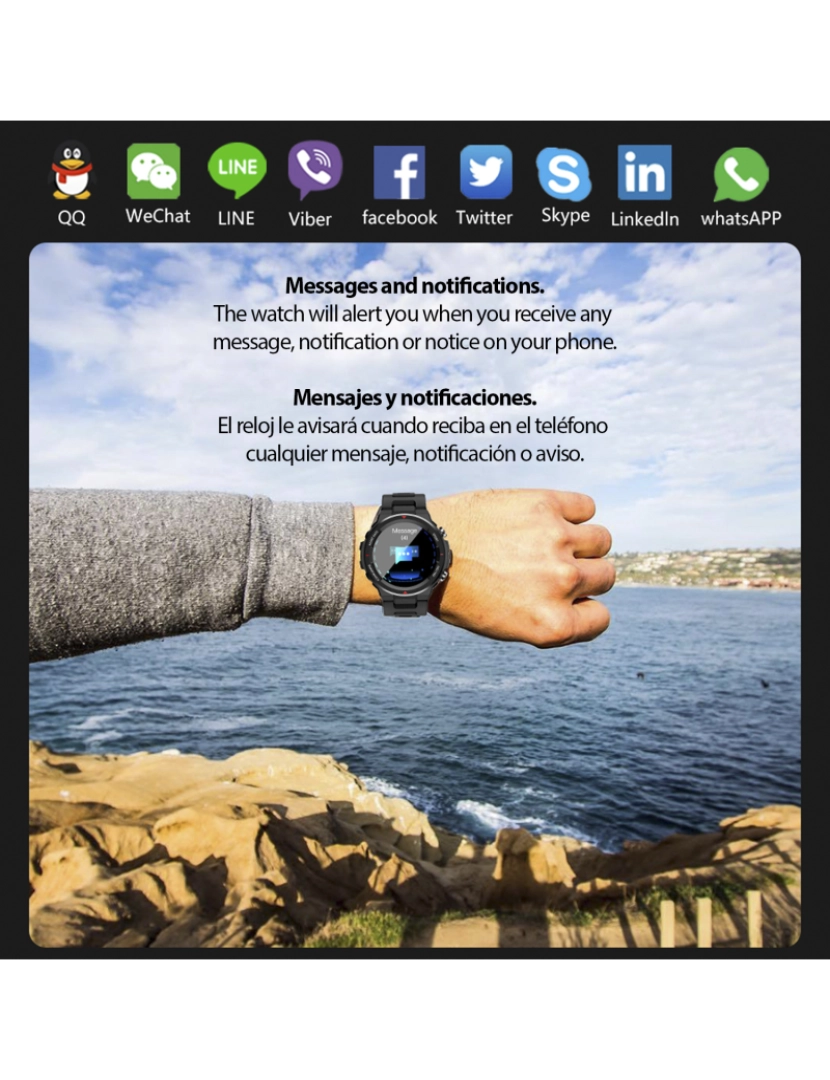 imagem de DAM. Smartwatch Q70 com monitor cardíaco, pressão arterial e 9 modos multiesportivos.4