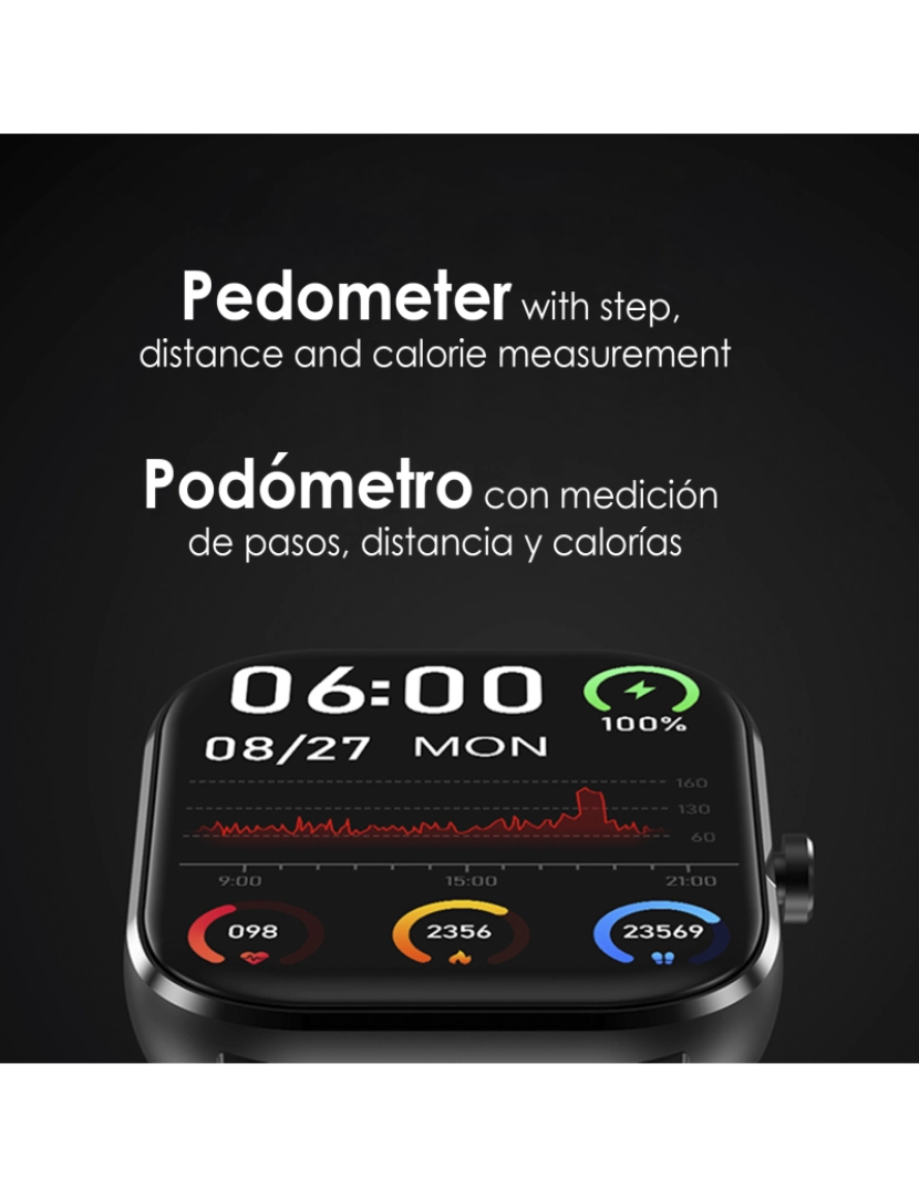 imagem de DAM. Smartwatch DT35+ com termômetro, monitor de pressão arterial e oxigênio. Notificações de tela iOS e Android.4