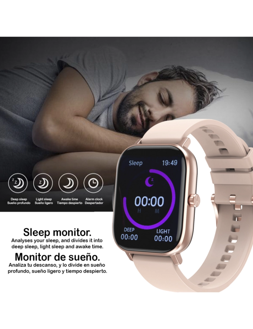 imagem de DAM. Smartwatch DT35+ com termômetro, monitor de pressão arterial e oxigênio. Notificações de tela iOS e Android.6