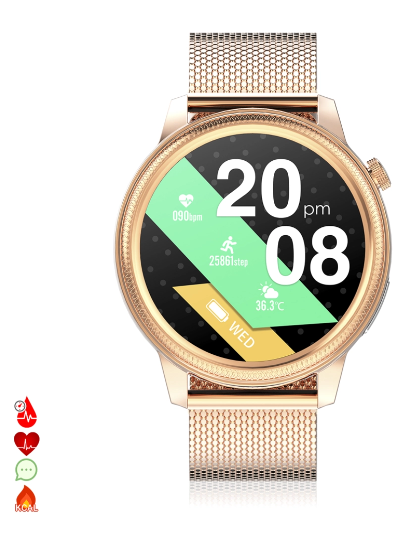 imagem de DAM. Smartwatch S31 com pulseira de aço, termômetro corporal, monitor de pressão arterial e oxigênio. 7 modos esportivos. Notificações de tela.1