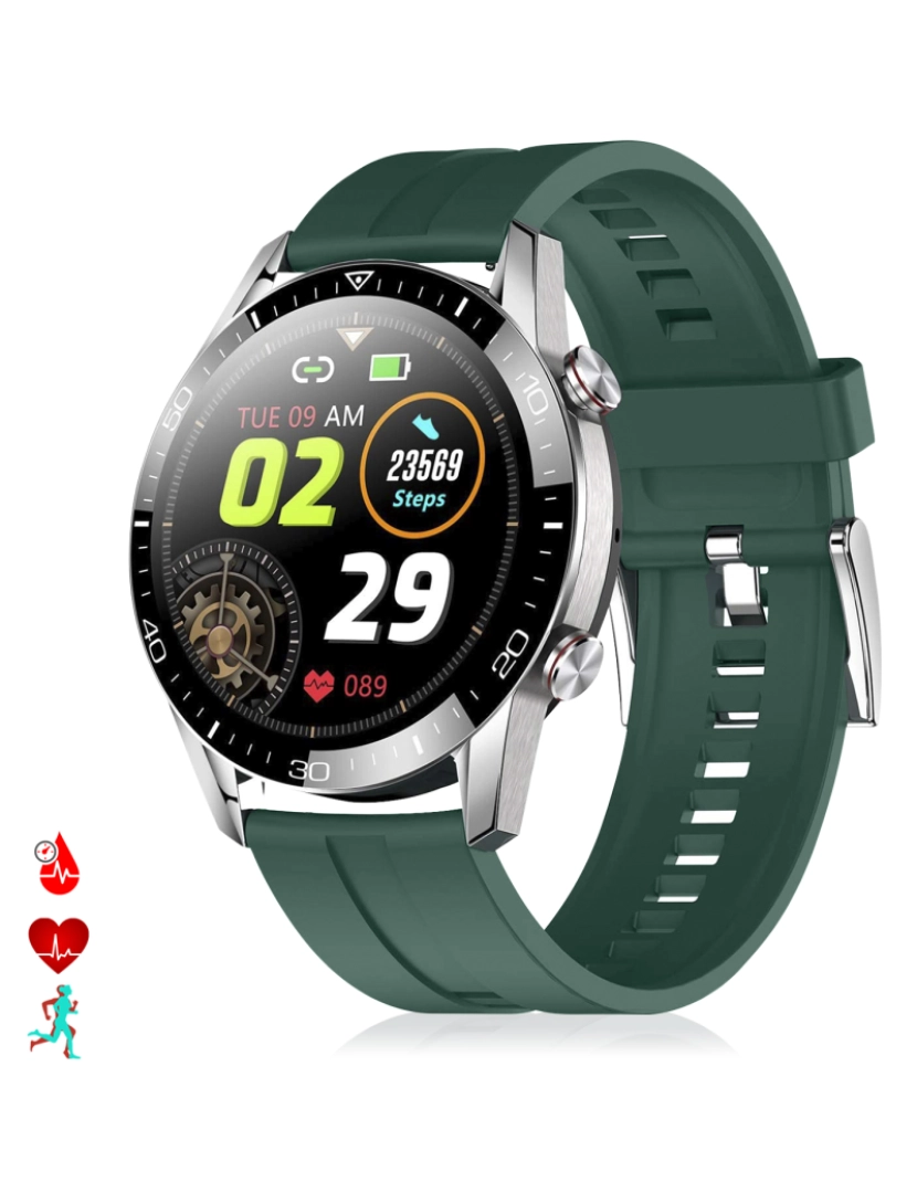 DAM - DAM. Smartwatch TK28 com monitor cardíaco, pressão arterial e O2. Vários modos esportivos.