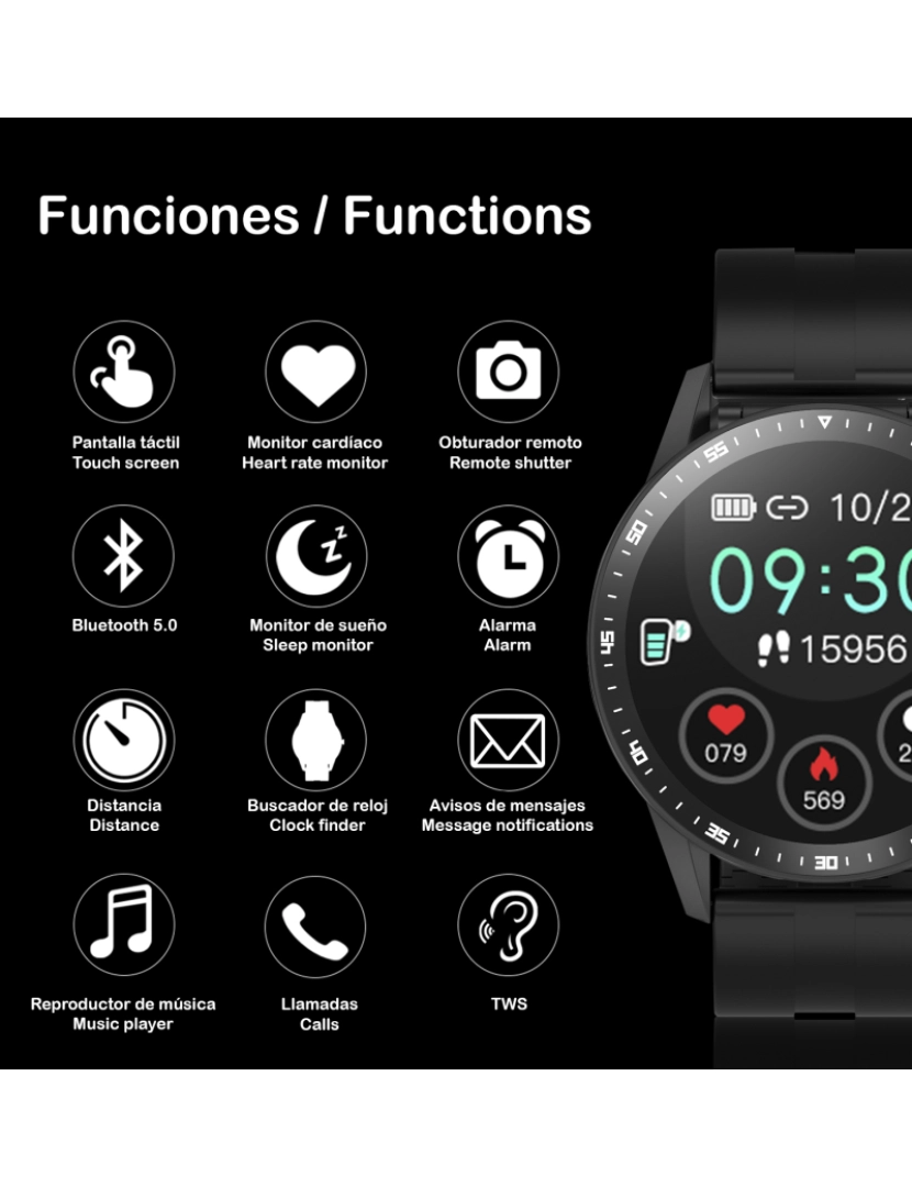 imagem de DAM. Smartwatch X6 com fones de ouvido Bluetooth 5.0 TWS integrados, monitor de pressão arterial e oxigênio.3