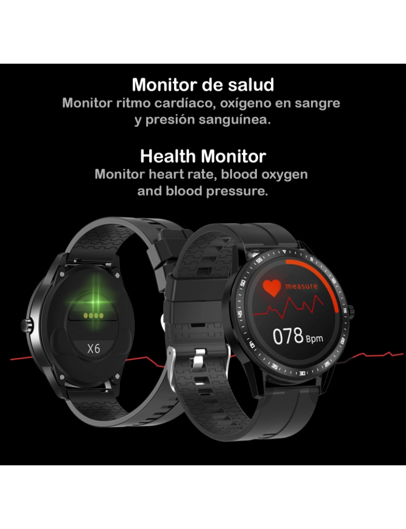 imagem de DAM. Smartwatch X6 com fones de ouvido Bluetooth 5.0 TWS integrados, monitor de pressão arterial e oxigênio.4