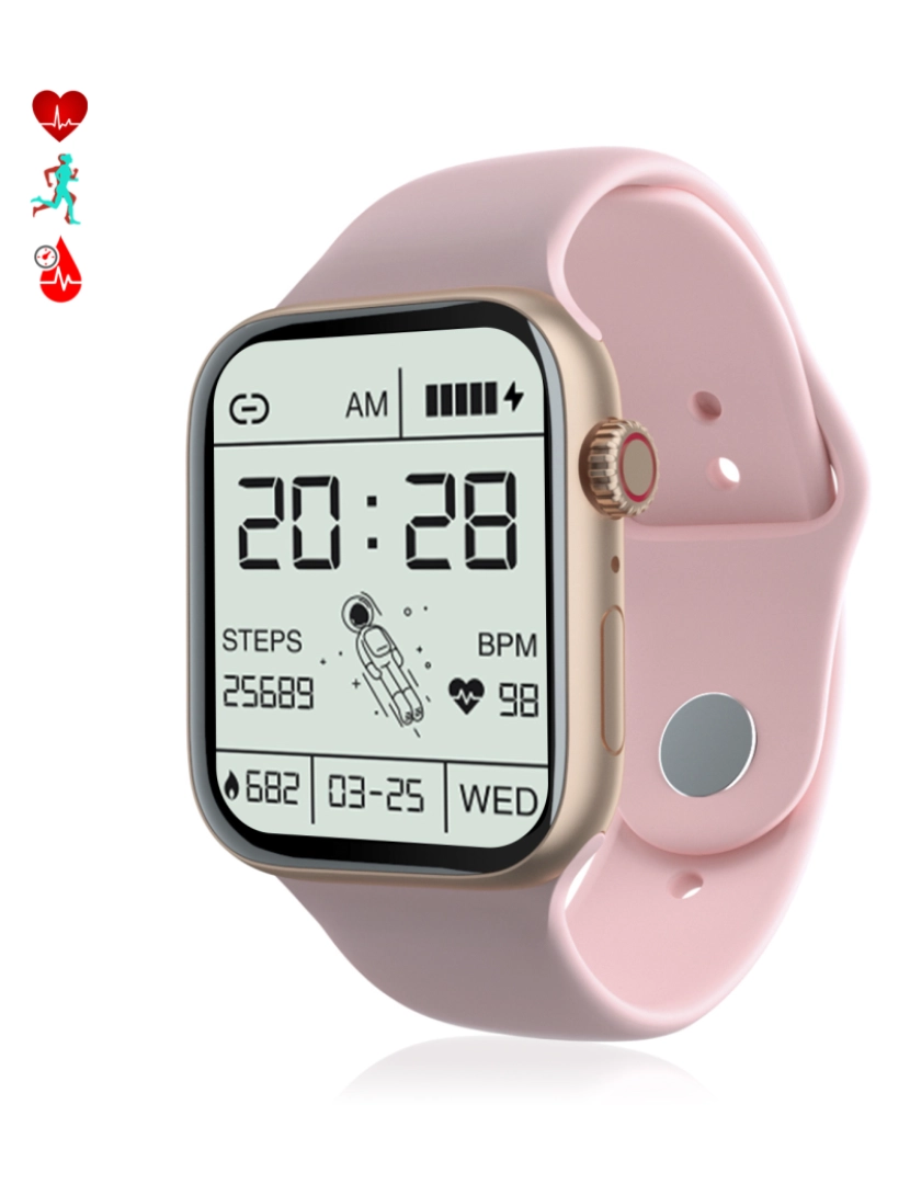 imagem de DAM. Smartwatch S12 Pro com monitor de frequência cardíaca, pressão arterial e O2. 8 modos esportivos. Coroa multifuncional.1