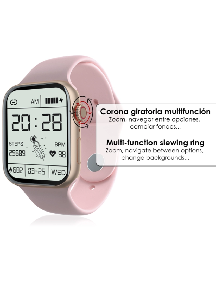 imagem de DAM. Smartwatch S12 Pro com monitor de frequência cardíaca, pressão arterial e O2. 8 modos esportivos. Coroa multifuncional.3