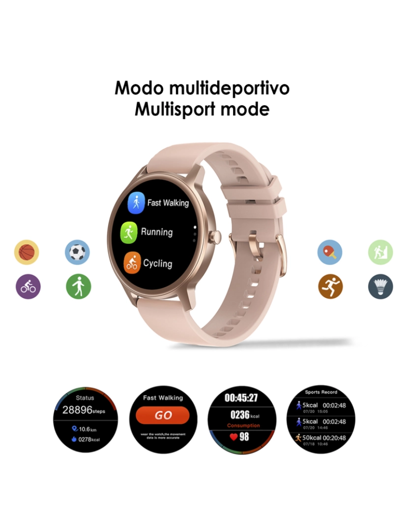 imagem de DAM. Smartwatch DT56 com monitor de pressão arterial e oxigênio. Vários modos esportivos. Notificações para iOS e Android.3