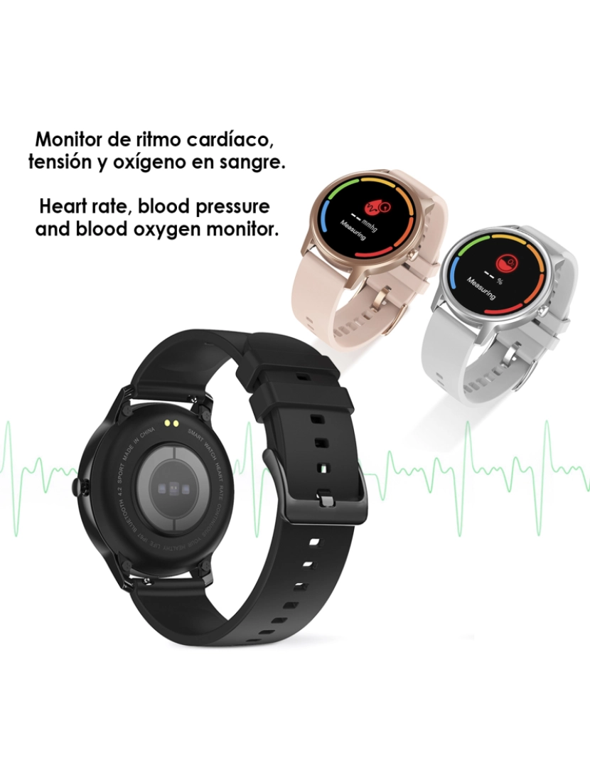 imagem de DAM. Smartwatch DT56 com pulseira de aço. Monitor de pressão arterial e oxigênio. Vários modos esportivos. Notificações para iOS e Android.2