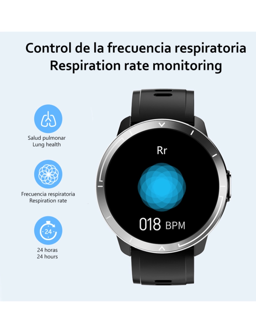 imagem de DAM. Smartwatch M18 Plus. Pulseira de couro e silicone. Com termômetro corporal, frequência respiratória, pressão arterial e O2. modo multiesportivo.3