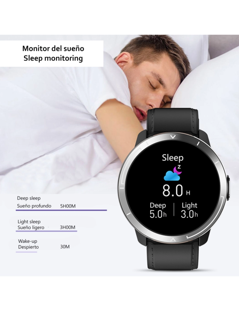 imagem de DAM. Smartwatch M18 Plus. Pulseira de couro e silicone. Com termômetro corporal, frequência respiratória, pressão arterial e O2. modo multiesportivo.6